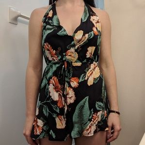 Tropical halter romper